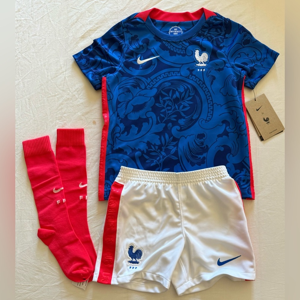 Nike FFF France National Team Dri-Fit Kids Unifrom Set CZ0351-439 Kids Sz XSmall